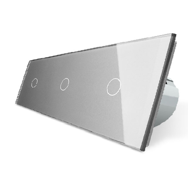 Сенсорный выключатель 3 клавиши (1-1-1), 3 поста Серый Livolo