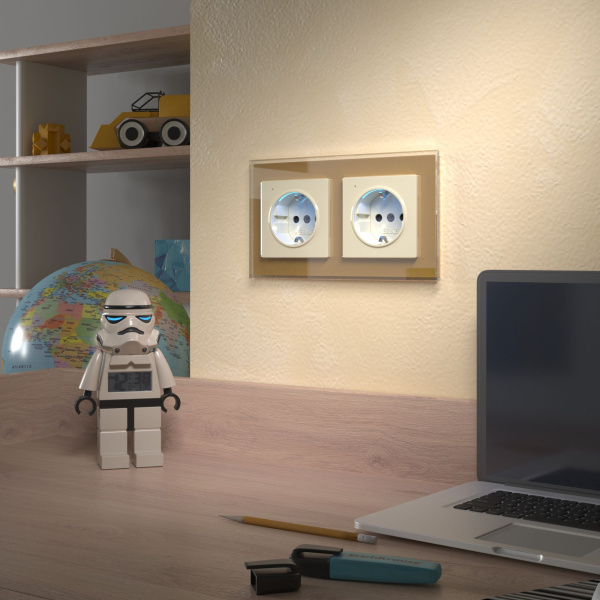 Розетка с подсветкой (слоновая кость) СУ IP20 Werkel