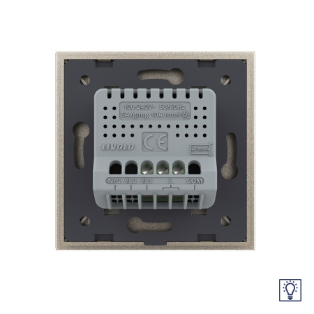Одноклавишный сенсорный Адаптивный диммер 1 пост, цвет шампань Livolo