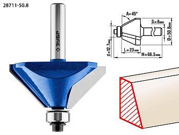 50,8x27мм, фреза кромочная калевочная(фасочная) №9 ЗУБР