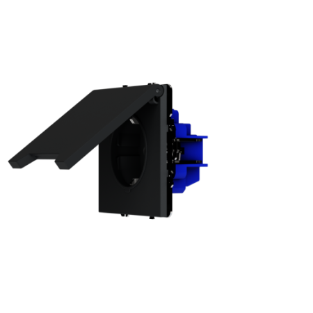 Розетка встраиваемая Voltum S70 с заземлением, защитными шторками и крышкой 16А, (графит)