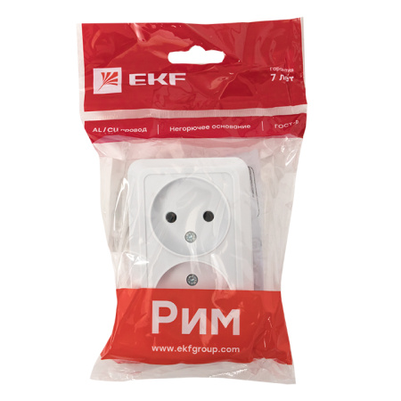 Рим Розетка 2-местная 10А без заземления белая EKF Рим Розетка 2-местная 10А без заземления белая EKF