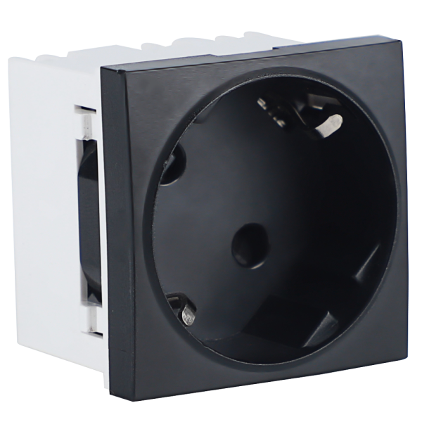 Donel Розетка 2К+З нем.ст., 45 гр., с з/ш, черн. (45х45мм), соединительный адаптер, серия (тип) DF6