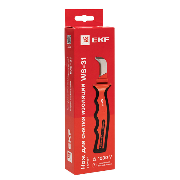 Нож для снятия изоляции с пяткой 1000V WS-31 Professional EKF