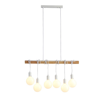 Светильник подвесной Белый, Светлое дерево E27 6*60Вт SL1142.503.06 EVOLUCE