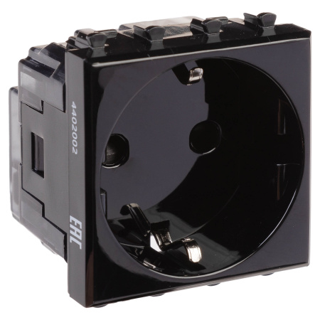 Розетка модульная, 2P+E, с з/ш, "Avanti", "Черный квадрат", 2 модуля DKC