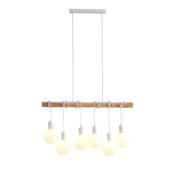 Светильник подвесной Белый, Светлое дерево E27 6*60Вт SL1142.503.06 EVOLUCE