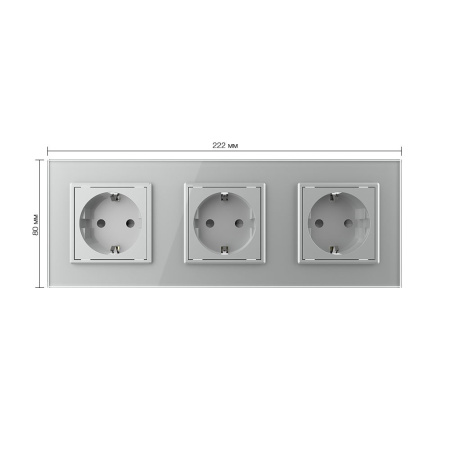 Розетка 3 модуля Серая Livolo