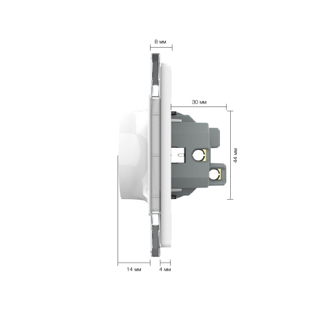 Розетка Livolo электрическая двойная 1 пост с заземлением, рамкой, защитными шторками 16A, цвет белый VL-C7CTF16A.TF16A-WP