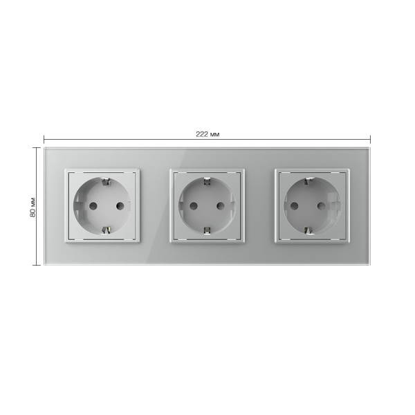 Розетка 3 модуля Серая Livolo
