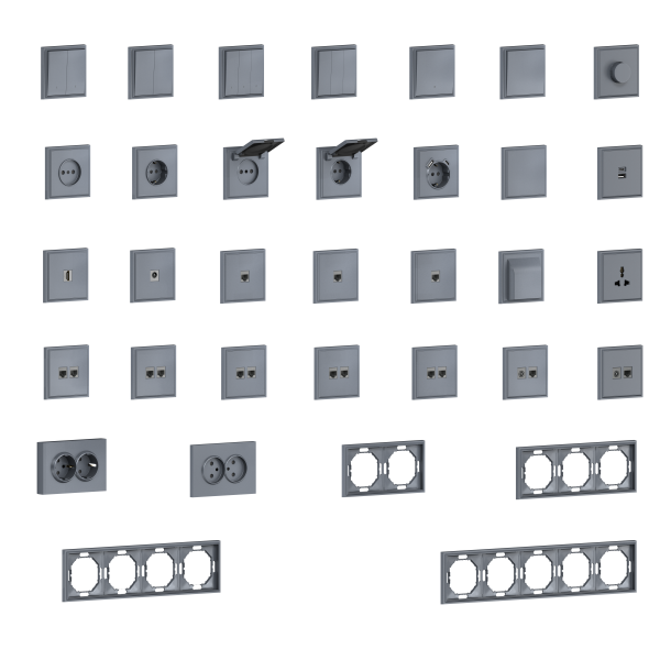 Donel S08 сталь накладка для розетки Schuko с зарядным устройством USB A+C, со шторками 16A 250 В~,серия DB