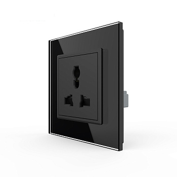 Розетка электрическая универсальная 16А 1 пост, цвет черный Livolo
