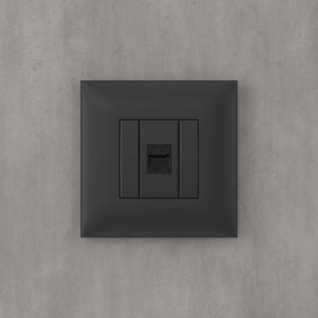 Компьютерная розетка RJ-45 без шторки в стену, кат.5е одинарная, "Avanti", "Черный матовый" DKC