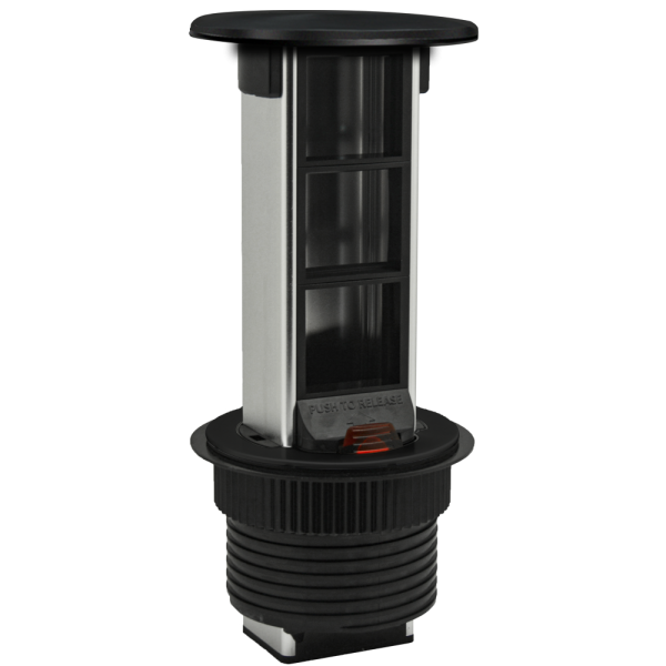 Donel Настольный встраиваемый выдвижной розеточный блок Vertical 6 мод. (3 мод. 45х45), черный