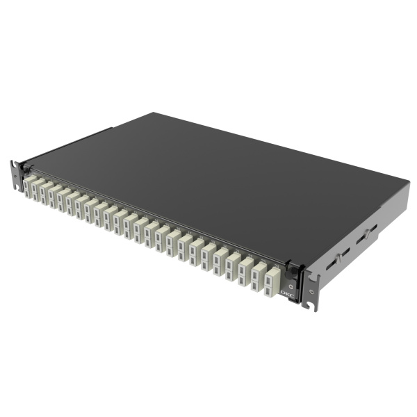 Оптическая полка выдвижная 1U с адатерами 24 х duplex SC ОМ2 в комплекте с лицевой панелью, пигтейлами, сплайс-кассет(ой/ами) и гильзами КДЗС DKC