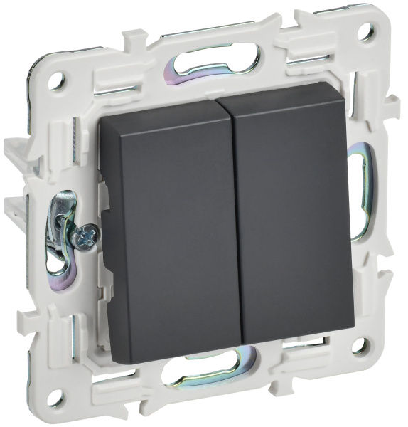 SKANDY Выключатель 2-клавишный проходной 10А SK-V05T титан IEK