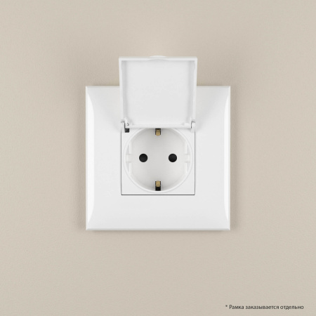 Розетка с крышкой в стену, 2P+E, с з/ш, "Avanti", "Белое облако" DKC