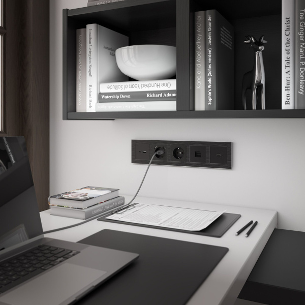 Телефонная розетка RJ-11 (черный матовый) СУ IP20 Werkel