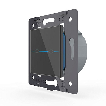 Выключатель Quadro 2 клавиши Черный (механизм) Livolo
