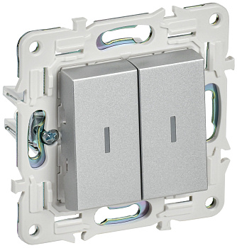 SKANDY Выключатель 2-клавишный с индикацией 10А SK-V09S серебряный IEK