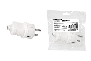 Вилка прямая с/з белая 16А 250В серии "Народная"