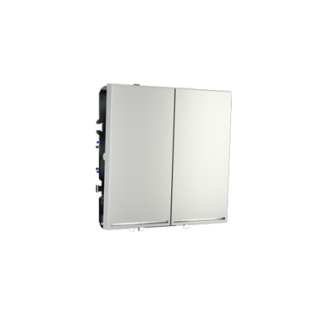 Выключатель встраиваемый Voltum S70 двухклавишный с подсветкой 10А, (сталь)