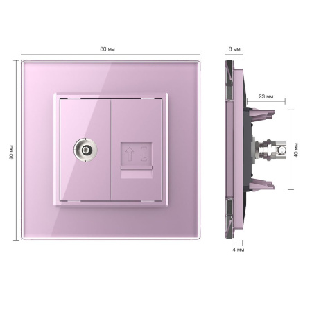 Розетка ТВ/ТЛФ Розовая Livolo