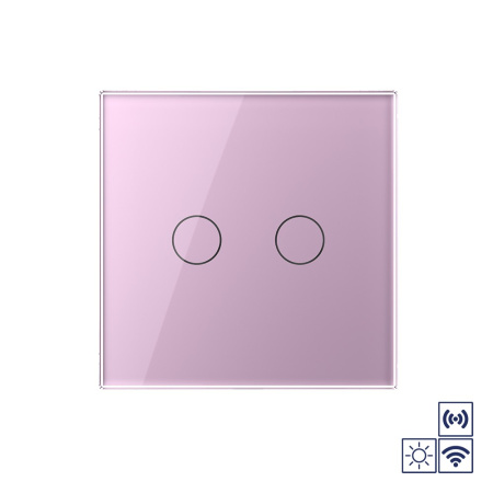 Сенсорный импульсный радиоуправляемый выключатель сухой контакт 2 клавиши 1 модуль Розовый Livolo