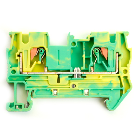 Зажим пружинный, 2-проводной проходной ЗНИ - 4, JXB PT 4, желтый,зеленый LD572-1-40 STEKKER