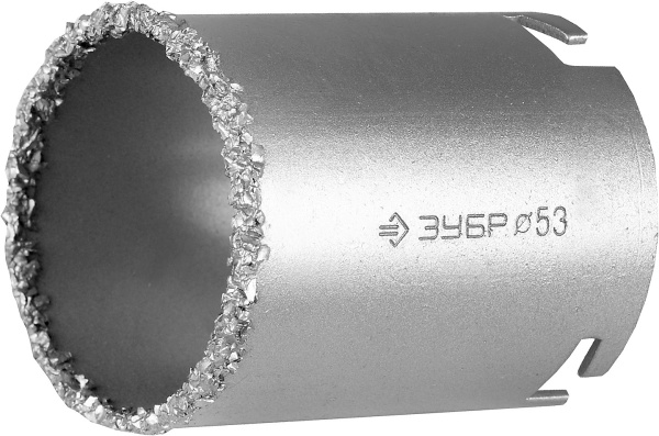 Коронка "ЭКСПЕРТ" c карбид-вольфрамовой крошкой, высота 55мм, 53мм ЗУБР