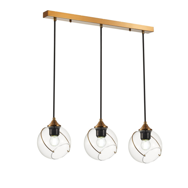 Светильник подвесной Золотистый/Прозрачный E27 3*60Вт SLE103103-03 EVOLUCE