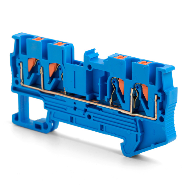 Зажим пружинный, 4-проводной проходной ЗНИ - 2,5, JXB PT 2,5, синий LD574-2-25 STEKKER