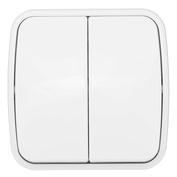 Минск Выключатель 2-клавишный ОП 10А белый Basic EKF