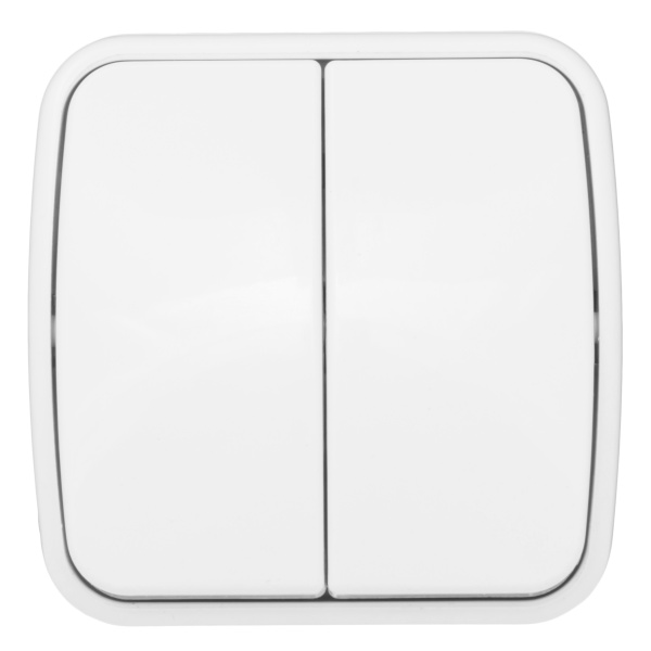 Минск Выключатель 2-клавишный ОП 10А белый Basic EKF