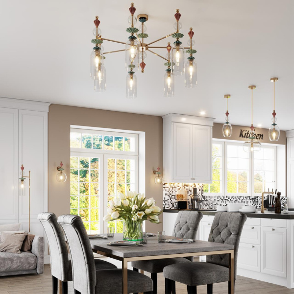 Люстра потолочная E14 5*40W BIZET золото/разноцветн./керамика/стекло ODEON LIGHT