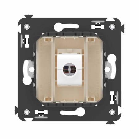 Компьютерная розетка RJ-45 без шторки в стену, кат.6А одинарная, "Avanti", "Ванильная дымка" DKC