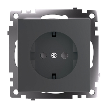 Розетка 1-местная с защитной шторкой с/з (механизм), 250В, 16А, серия Катрин, графит, GLS16-7110-06 STEKKER