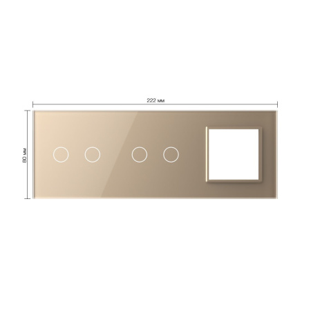 Панель тройная: 2 выключателя + 2 выключателя + 1 розетка Золотая Livolo