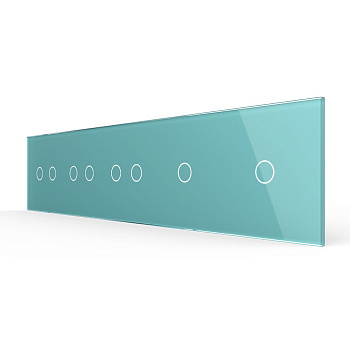 Панель для пяти сенсорных выключателей, 8 клавиш (2+2+2+1+1), цвет зеленый, стекло Livolo