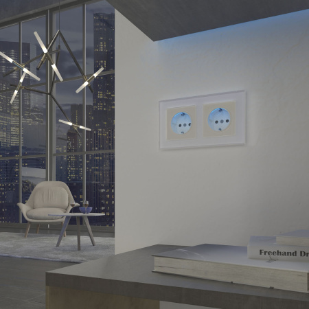 Розетка с подсветкой (слоновая кость) СУ IP20 Werkel