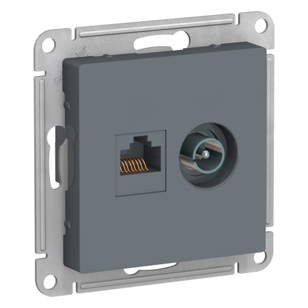 ATLASDESIGN Механизм розетки без лицевой панели СУ 2-ая ТВ + комп. RJ45, кат. 5Е . грифель IP20 Schneider Electric