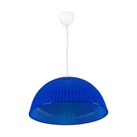 16-27 Светильник декоративный, подвесной, "Оулу", пластик, 1хЕ27 15Вт, 230В, синий, шнур белый, 600мм, крепление под крючок, Ø400х180мм, ла... APEYRON