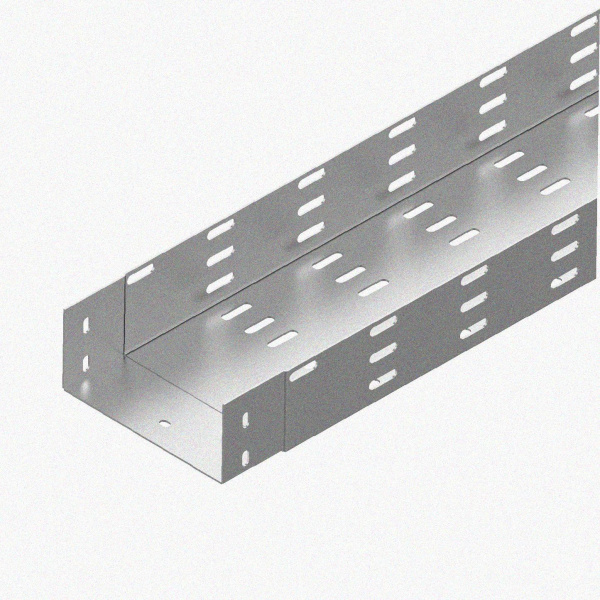 Лоток монтажный цельный перфорированный ЛМЦ100х50х2000 УТ1,5, оцинкованный лист, S1,0