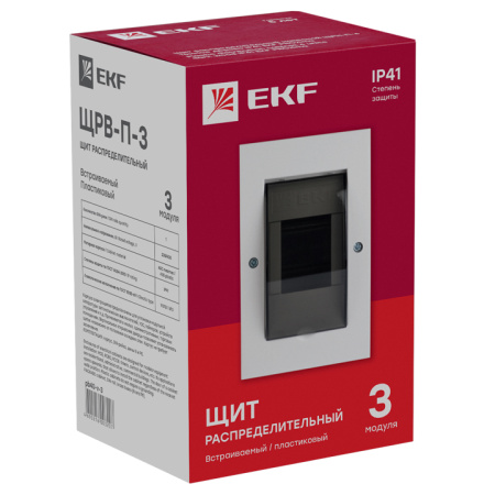 Щит распред, встраиваемый ЩРВ-П- 3 IP41 PROxima EKF