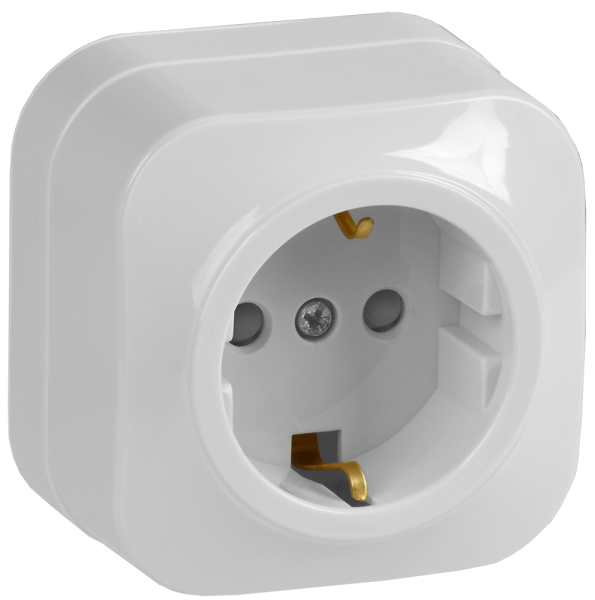 Розетка одноместная ОУ РСш20-3-ХБ с з/з и защитной шторкой 16А GLORY белый IEK