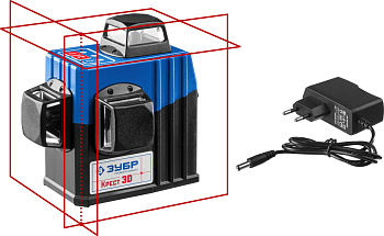 КРЕСТ 3D нивелир лазерный 3х360°, 20м/70м, точн. +/-0,3 мм/м ЗУБР