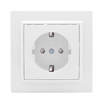 Минск Розетка 1-местная СП с заземлением 16А белая с защ, штор, EKF