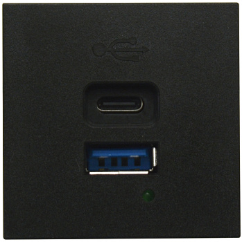 Donel USB зарядное устройство, 3A, 65W, Type A + C, 2 мод., черн. матовая (45х45мм)