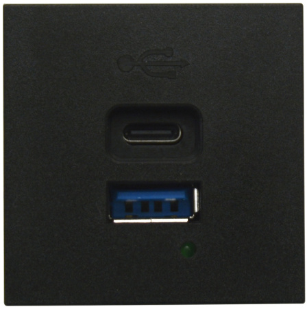 Donel USB зарядное устройство, 3A, 65W, Type A + C, 2 мод., черн. матовая (45х45мм)