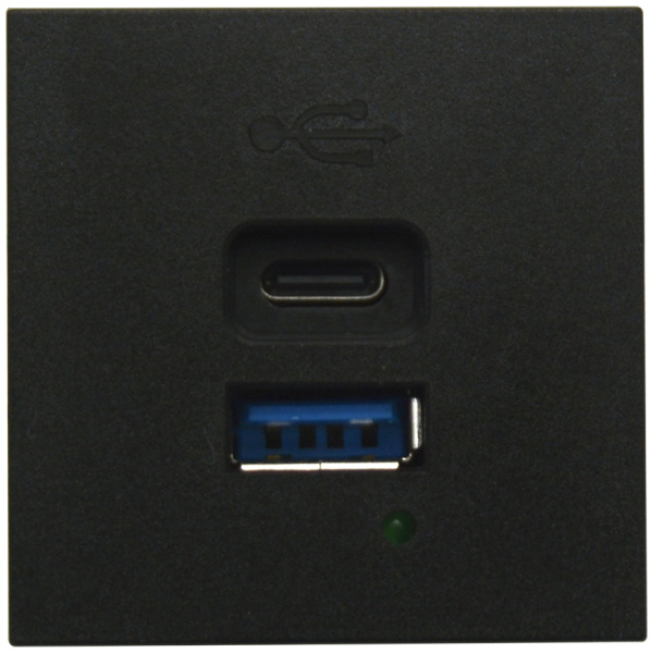 Donel USB зарядное устройство, 3A, 65W, Type A + C, 2 мод., черн. матовая (45х45мм)